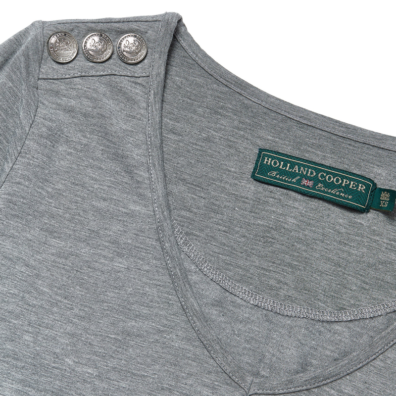 Holland Cooper Long Sleeve Vee Neck Tee - Grey Marl-7